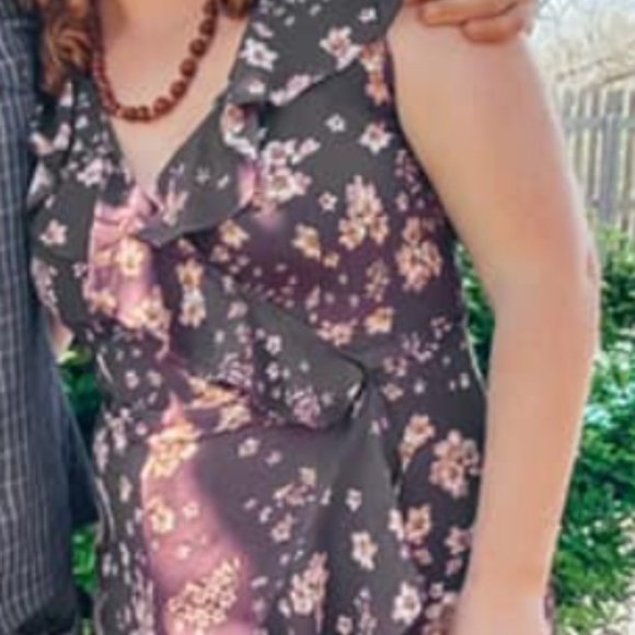 Purple & Floral Wrap Dress - Picture 4 of 4